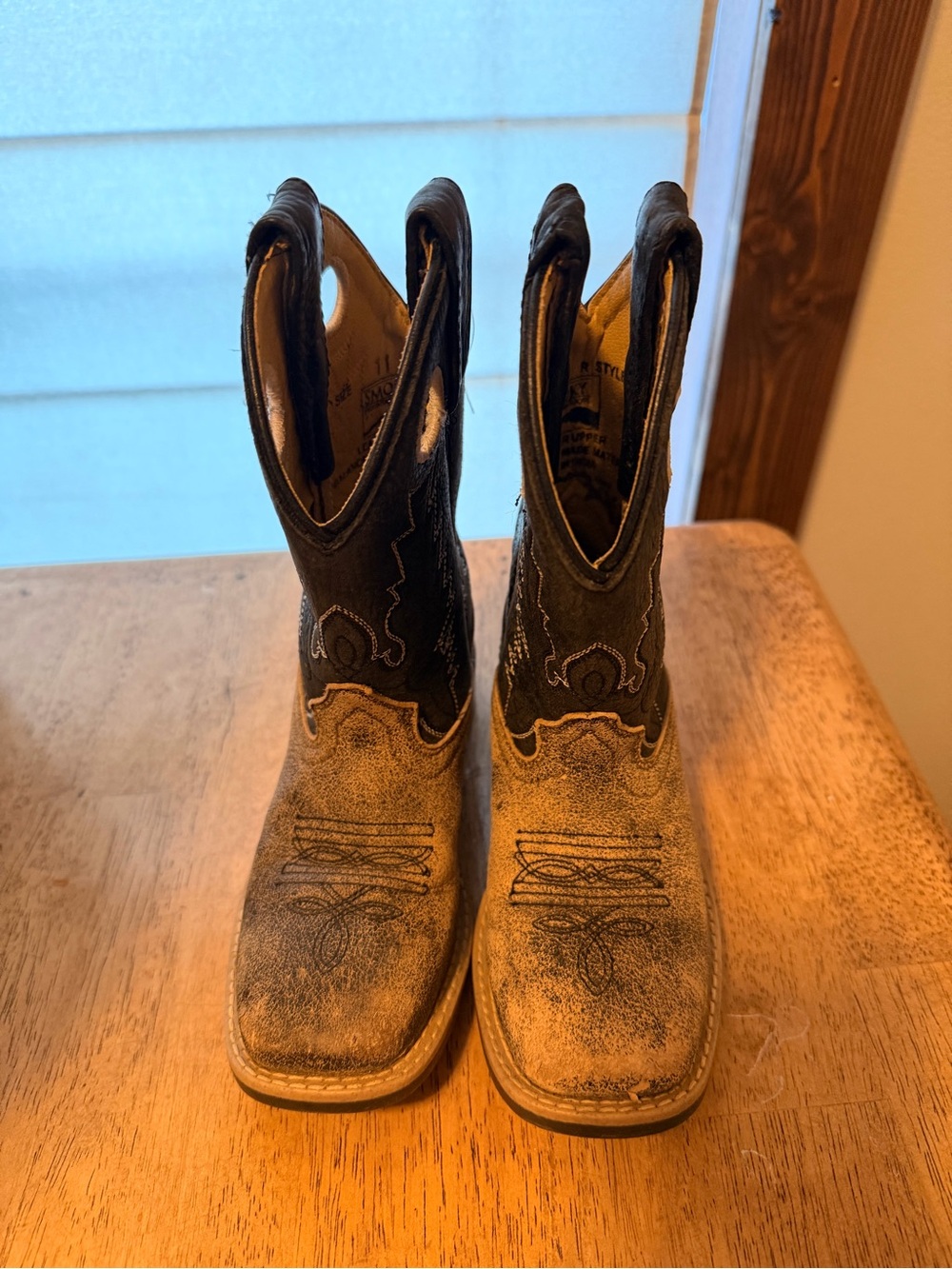 Kids Two-Tone Brown Western Cowboy Boots